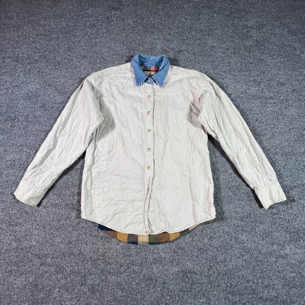 RedHead Shacket Jacket Women's S White Cotton Flannel Workwear Travel Button-Up